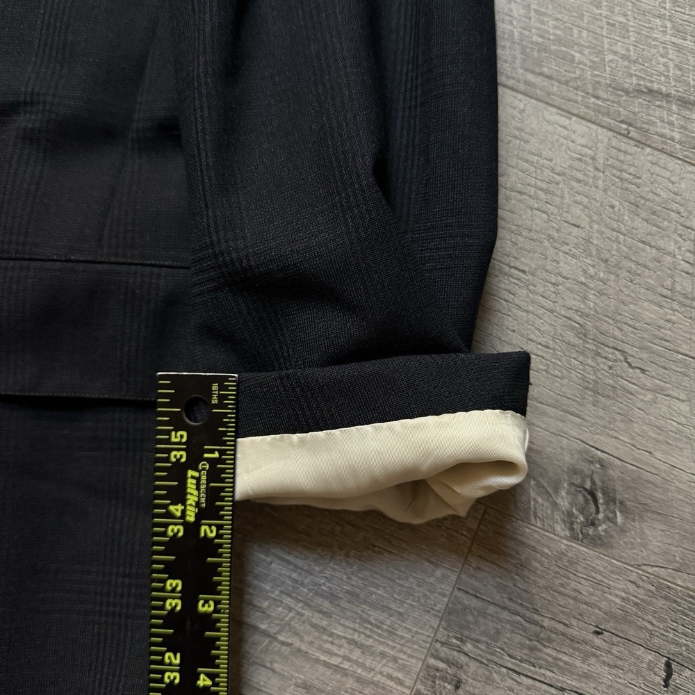 Vintage 80's Custom Hickey Freeman Union USA Made Black Glenn Plaid Suit Coat 42 - Picture 10 of 12